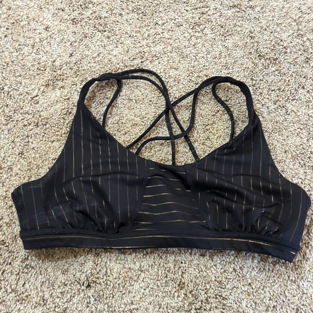 JoyLab black/gold strappy bikini top